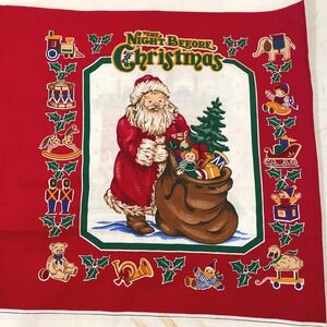 Vtg Cranston Print Works Night Before Christmas Cloth Book Fabric Sewing Project